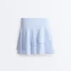 Fustă scurtă cu talie înaltă și volane în dungi Fustă scurtă cu talie înaltă și volane în dungi