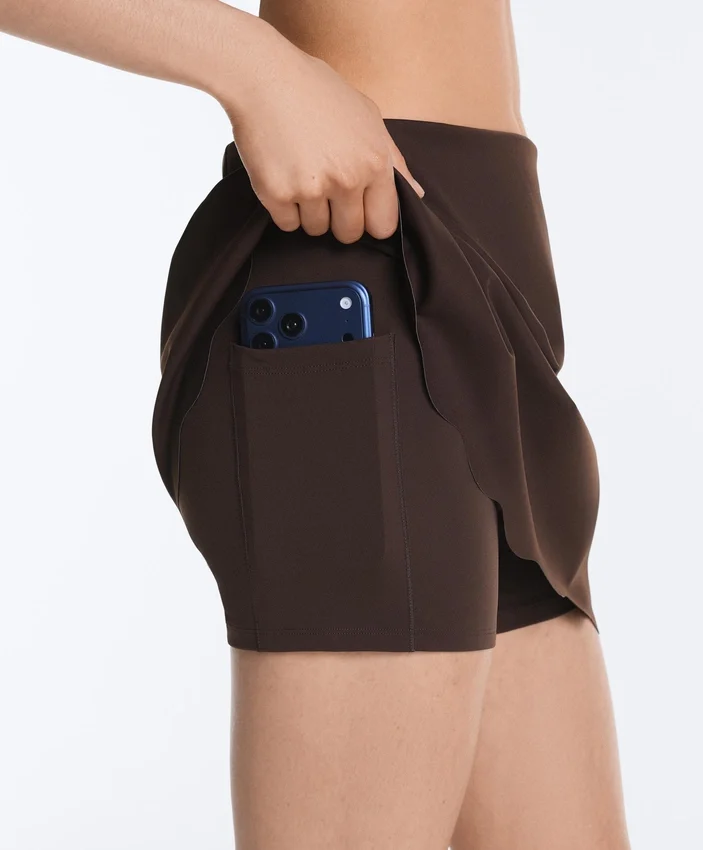Fustă scurtă ondulată Compressive cu talie înaltă Fustă scurtă ondulată Compressive cu talie înaltă