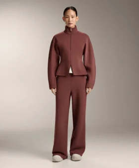 Pantaloni cu talie înaltă din material rib, cu modal Soft Touch la atingere