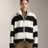 Geci bomber din imitație de geci din piele de oaie cu dungi Geci bomber din imitație de geci din piele de oaie cu dungi