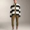 Geci bomber din imitație de geci din piele de oaie cu dungi Geci bomber din imitație de geci din piele de oaie cu dungi