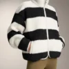 Geci bomber din imitație de geci din piele de oaie cu dungi Geci bomber din imitație de geci din piele de oaie cu dungi