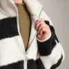Geci bomber din imitație de geci din piele de oaie cu dungi Geci bomber din imitație de geci din piele de oaie cu dungi