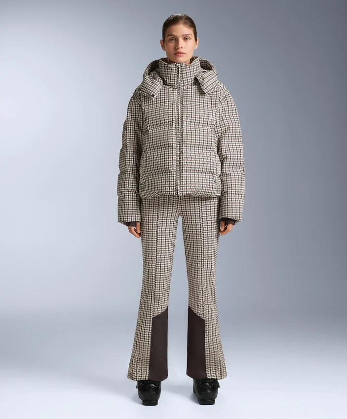 Pantaloni de schi elastici, cu talie înaltă, imprimați, rezistenți la apă Pantaloni de schi elastici, cu talie înaltă, imprimați, rezistenți la apă