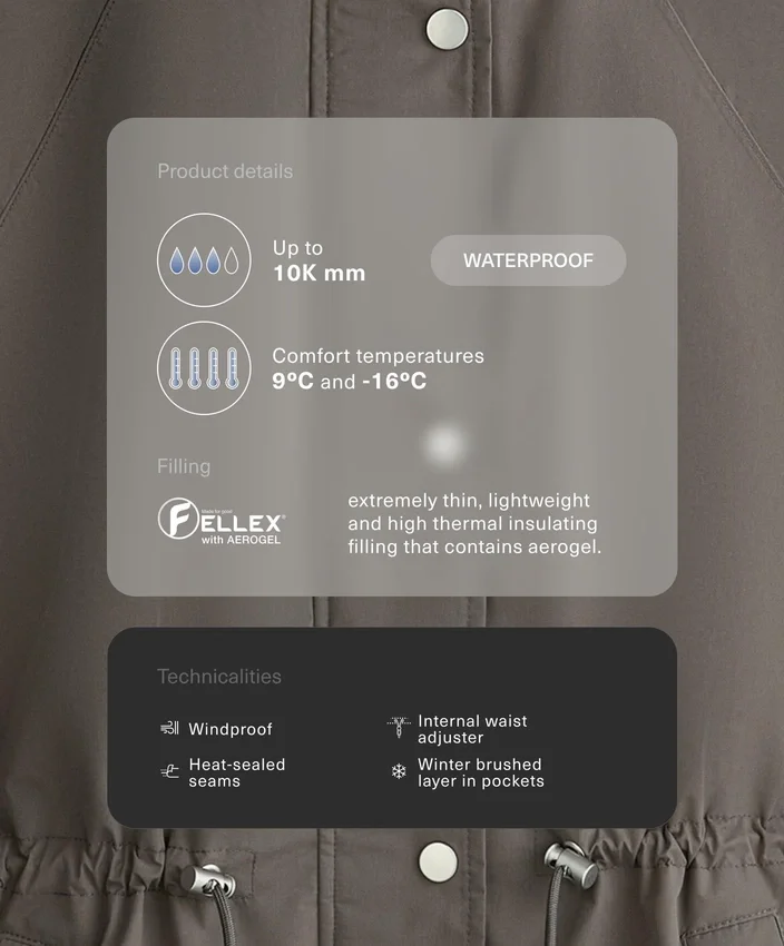 Geci căptușite impermeabile Fellex® Aerogel 10K Geci căptușite impermeabile Fellex® Aerogel 10K