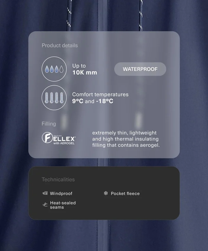 Geci căptușite impermeabile Fellex® Aerogel 10K Geci căptușite impermeabile Fellex® Aerogel 10K