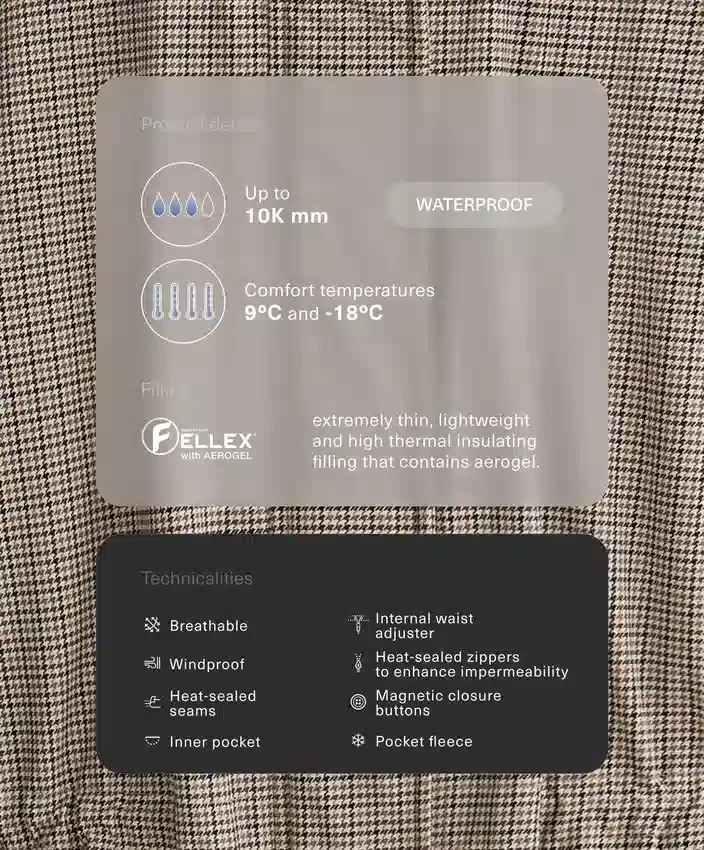 Geci căptușite impermeabile Fellex® Aerogel 10K Geci căptușite impermeabile Fellex® Aerogel 10K