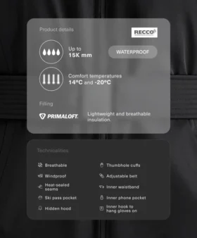Geci căptușite impermeabile Primaloft® Ski