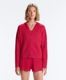 Geci cu glugă din tricot cu model împletit, spălată