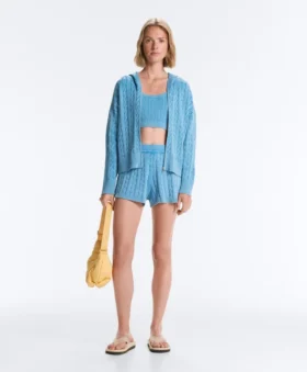 Geci cu glugă din tricot cu model împletit, spălată