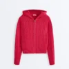 Geci cu glugă din tricot cu model împletit, spălată