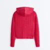 Geci cu glugă din tricot cu model împletit, spălată