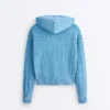 Geci cu glugă din tricot cu model împletit, spălată