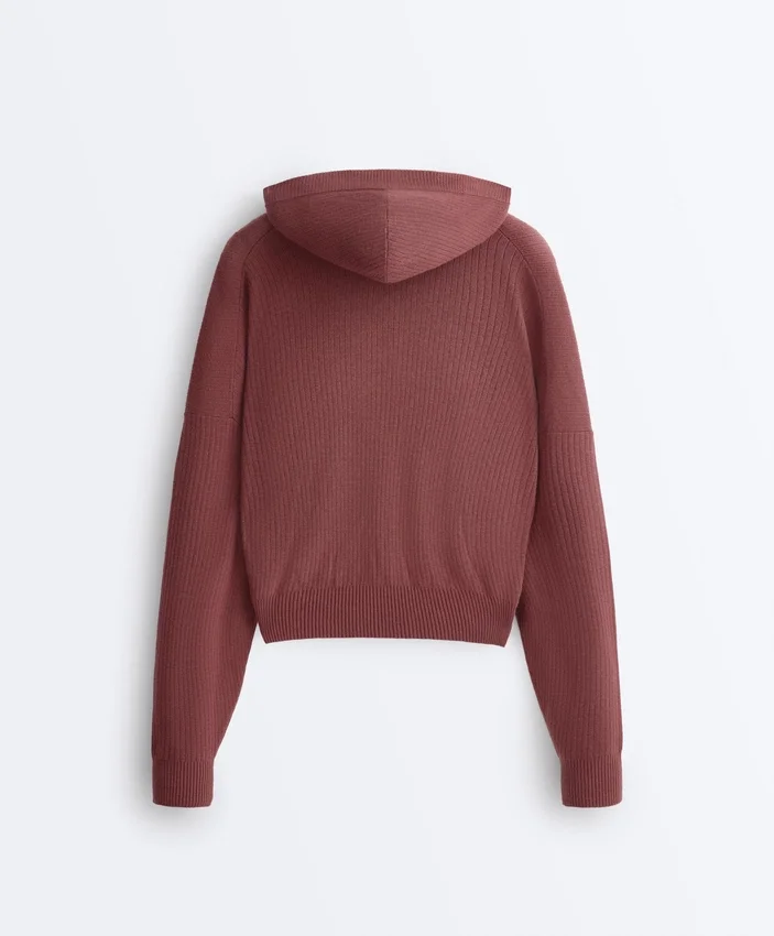 Geci cu glugă din tricot cu nervuri Geci cu glugă din tricot cu nervuri