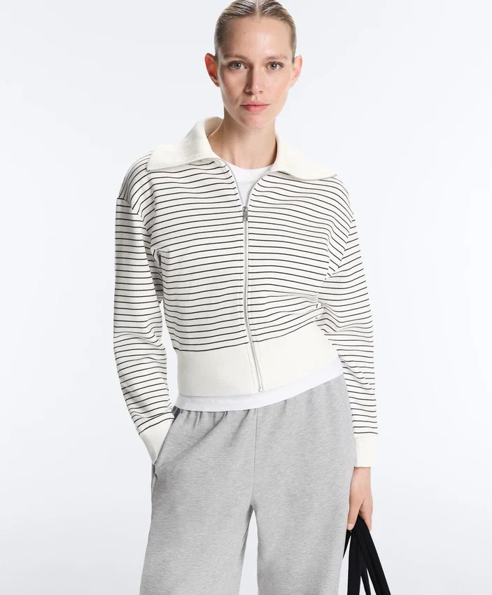 Geci cu guler din tricot cu dungi, din bumbac Geci cu guler din tricot cu dungi, din bumbac