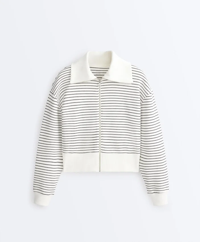 Geci cu guler din tricot cu dungi, din bumbac Geci cu guler din tricot cu dungi, din bumbac