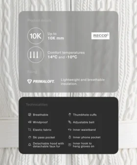 Geci de schi Primaloft® cu croială super-slim, rezistentă la apă