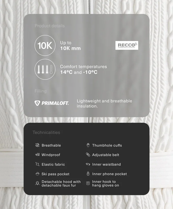 Geci de schi Primaloft® cu croială super-slim, rezistentă la apă Geci de schi Primaloft® cu croială super-slim, rezistentă la apă
