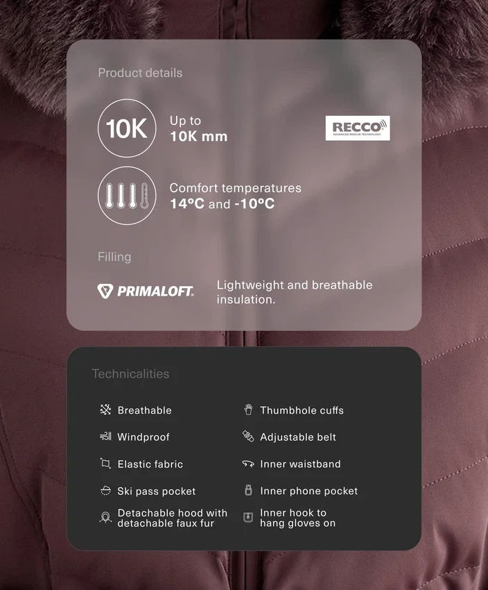 Geci de schi Primaloft® rezistentă la apă, cu croială super-ajustată Geci de schi Primaloft® rezistentă la apă, cu croială super-ajustată