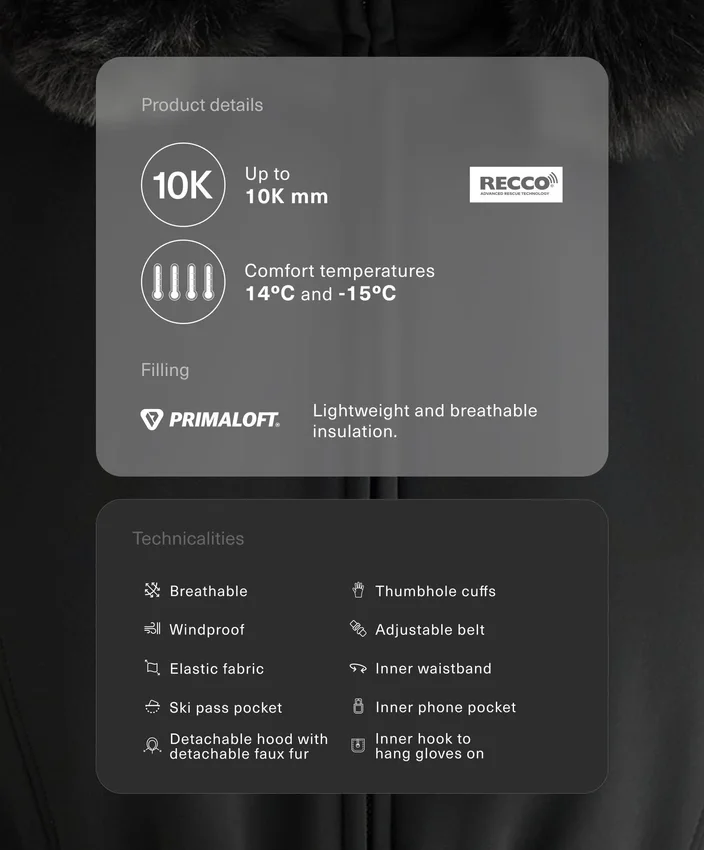 Geci de schi Primaloft® rezistentă la apă, cu croială super-slim Geci de schi Primaloft® rezistentă la apă, cu croială super-slim