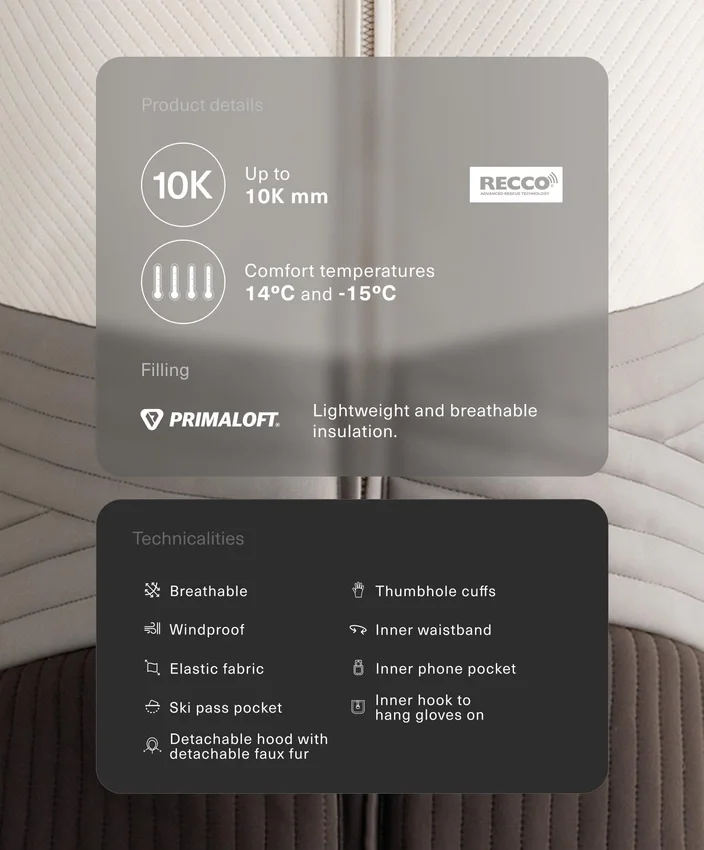 Geci de schi Primaloft® super-ajustate, rezistente la apă, cu blocuri de culoare Geci de schi Primaloft® super-ajustate, rezistente la apă, cu blocuri de culoare