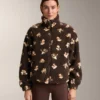 Geci din imitație de piele de oaie cu imprimeu floral