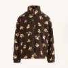 Geci din imitație de piele de oaie cu imprimeu floral