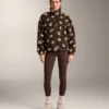Geci din imitație de piele de oaie cu imprimeu floral