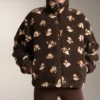 Geci din imitație de piele de oaie cu imprimeu floral