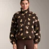 Geci din imitație de piele de oaie cu imprimeu floral