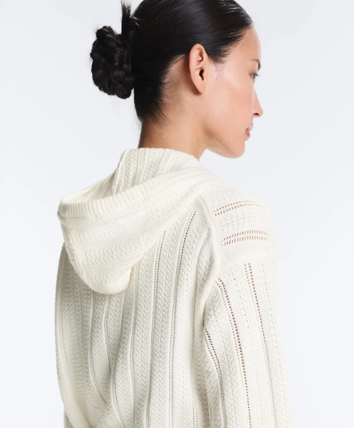 Geci din tricot ajurat cu glugă Geci din tricot ajurat cu glugă