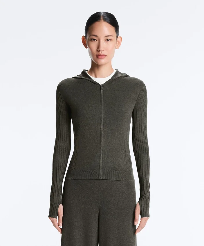 Geci din tricot cu croială slim și glugă Geci din tricot cu croială slim și glugă