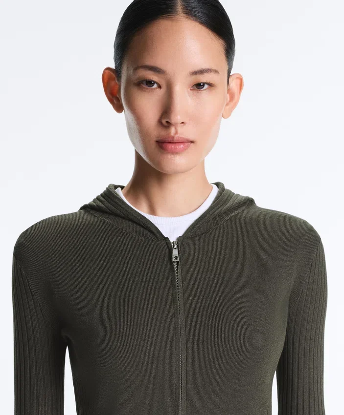 Geci din tricot cu croială slim și glugă Geci din tricot cu croială slim și glugă