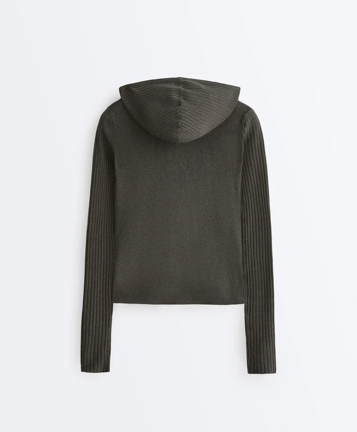 Geci din tricot cu croială slim și glugă Geci din tricot cu croială slim și glugă