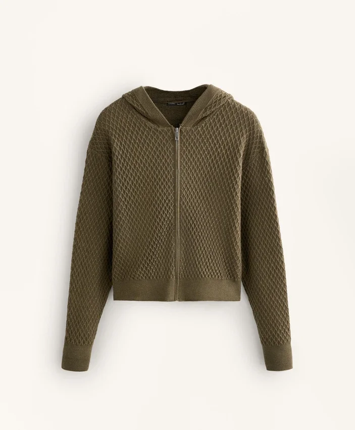 Geci din tricot structurat cu glugă Geci din tricot structurat cu glugă