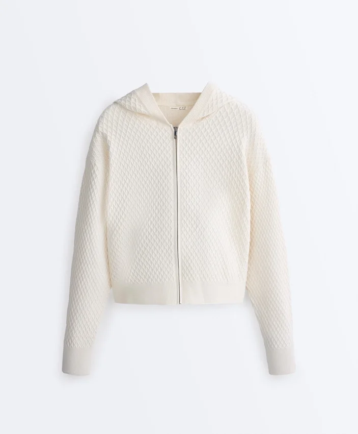 Geci din tricot structurat cu glugă Geci din tricot structurat cu glugă