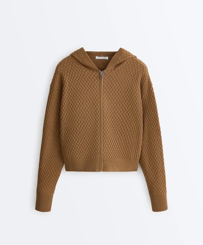 Geci din tricot structurat cu glugă Geci din tricot structurat cu glugă
