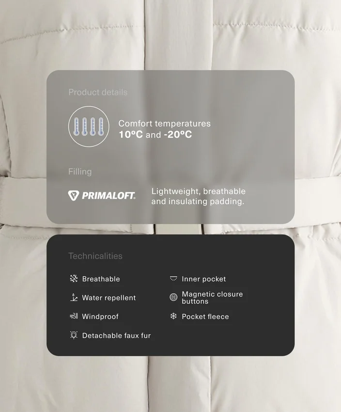 Geci midi căptușite cu Primaloft® hidrofug Geci midi căptușite cu Primaloft® hidrofug