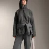 Geci oversize din imitație de geci din piele de oaie, cu glugă căptușită cu blană artificială Geci oversize din imitație de geci din piele de oaie, cu glugă căptușită cu blană artificială