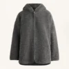 Geci oversize din imitație de geci din piele de oaie, cu glugă căptușită cu blană artificială Geci oversize din imitație de geci din piele de oaie, cu glugă căptușită cu blană artificială