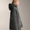 Geci oversize din imitație de geci din piele de oaie, cu glugă căptușită cu blană artificială Geci oversize din imitație de geci din piele de oaie, cu glugă căptușită cu blană artificială