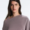 Hanorac cu guler asimetric, talie ajustabilă și modal Soft Touch Hanorac cu guler asimetric, talie ajustabilă și modal Soft Touch