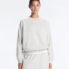 Hanorac cu guler rotund din amestec de bumbac și fleece Hanorac cu guler rotund din amestec de bumbac și fleece