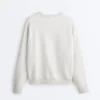 Hanorac cu guler rotund din amestec de bumbac și fleece Hanorac cu guler rotund din amestec de bumbac și fleece