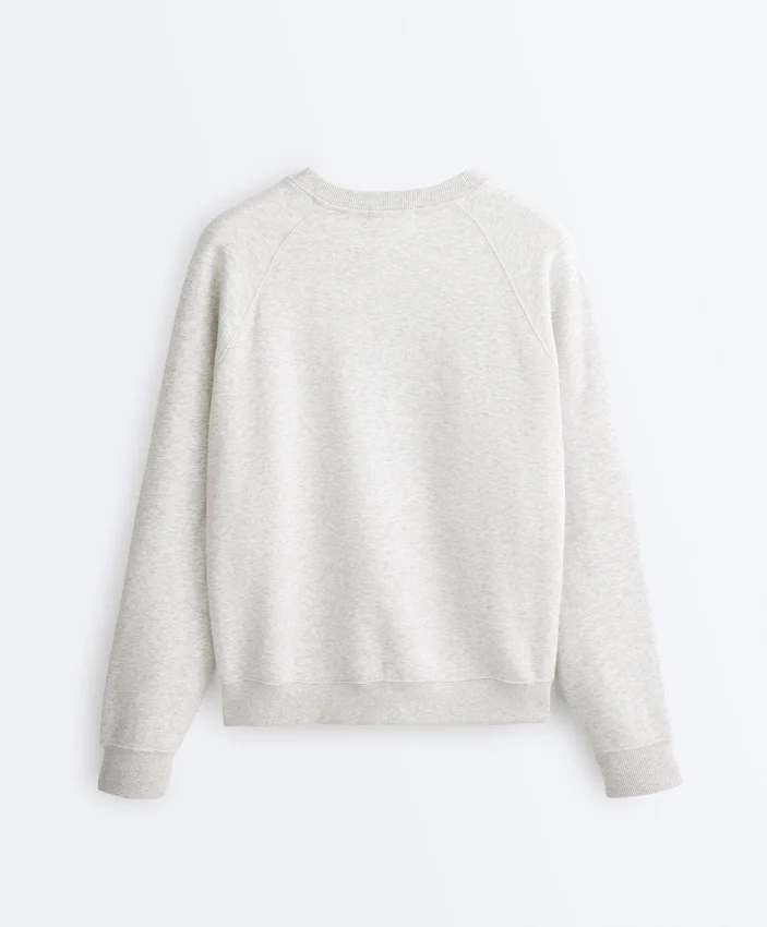 Hanorac cu guler rotund din amestec de bumbac și fleece Hanorac cu guler rotund din amestec de bumbac și fleece