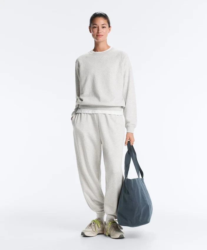 Hanorac cu guler rotund din amestec de bumbac și fleece Hanorac cu guler rotund din amestec de bumbac și fleece
