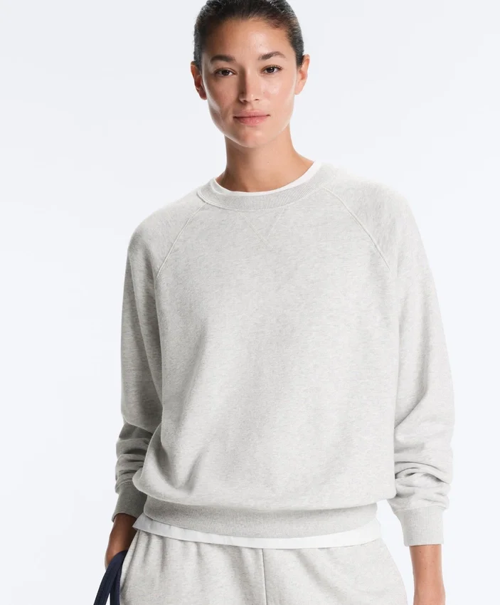 Hanorac cu guler rotund din amestec de bumbac și fleece Hanorac cu guler rotund din amestec de bumbac și fleece