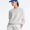 Hanorac cu guler rotund din amestec de bumbac și fleece Hanorac cu guler rotund din amestec de bumbac și fleece