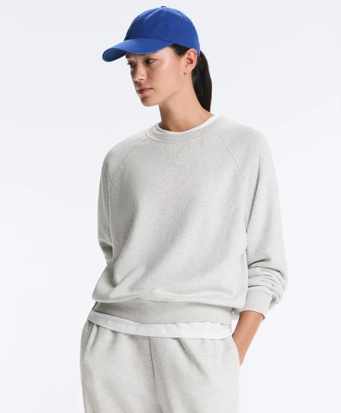 Hanorac cu guler rotund din amestec de bumbac și fleece Hanorac cu guler rotund din amestec de bumbac și fleece
