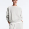 Hanorac cu guler rotund din amestec de bumbac și fleece Hanorac cu guler rotund din amestec de bumbac și fleece